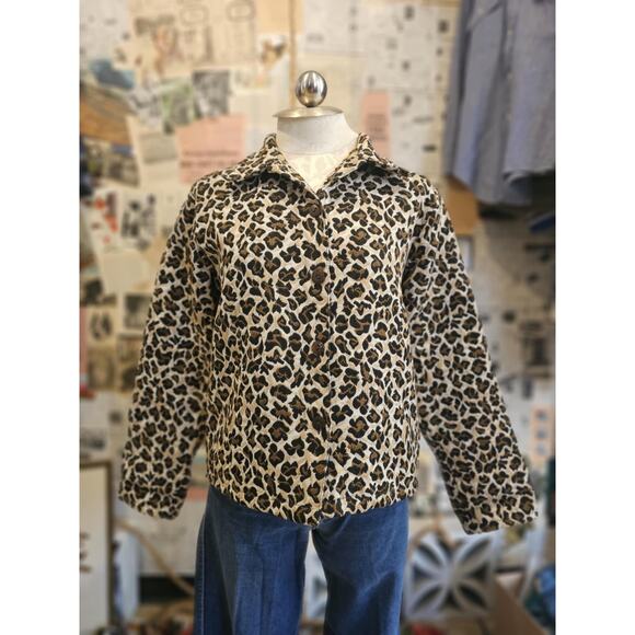 Vintage New Directions Cheetah Print Button Up Jacket Size Large - Picture 1 of 4